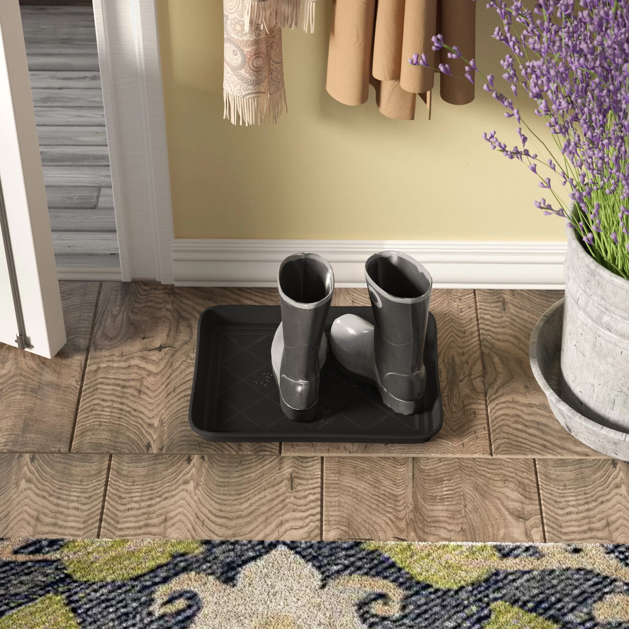 Stalwart Eco Friendly Utility Boot Tray Mat - 24 x 15 Inches - Black