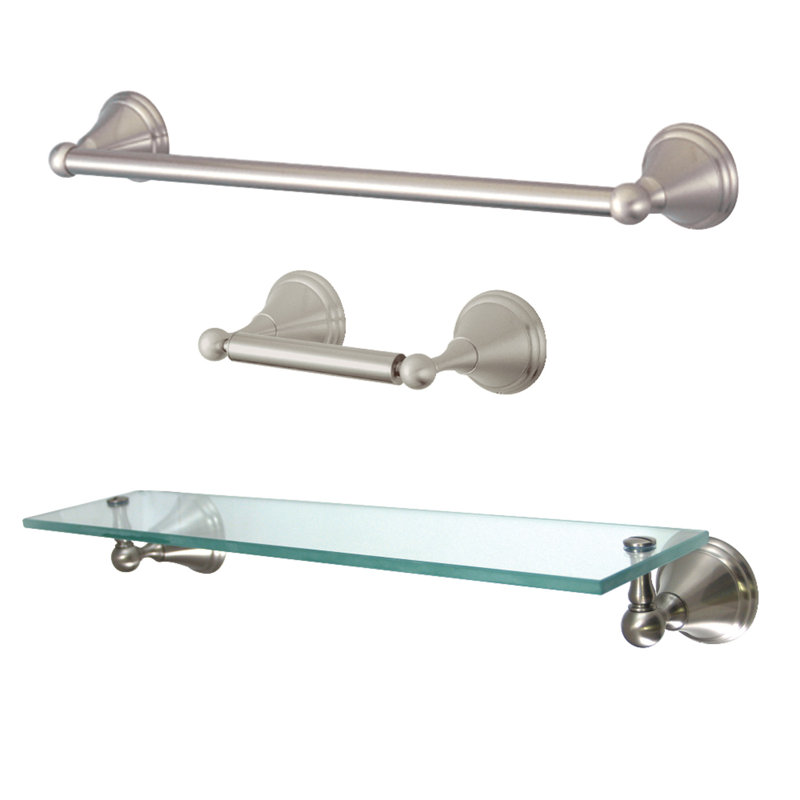Ensemble de quincaillerie de salle de bain 3 pièces Captain, Nickel brossé