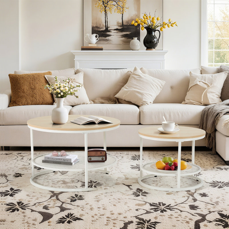 Coffee Table with Storage, White
