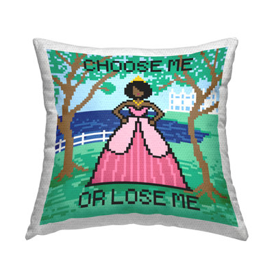 Choose Me Pixel Princess Outdoor Printed Pillow by Grace Popp