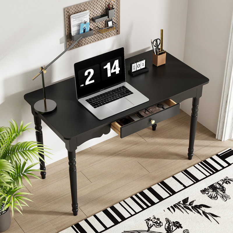 Modern Black Computer Writing Desk With 1 Drawer For Home Office