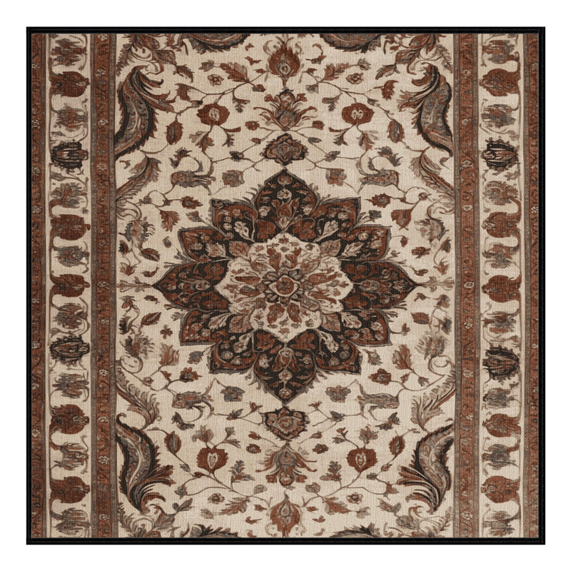 Machine Washable Persian Brown Area Rug, Square 7'