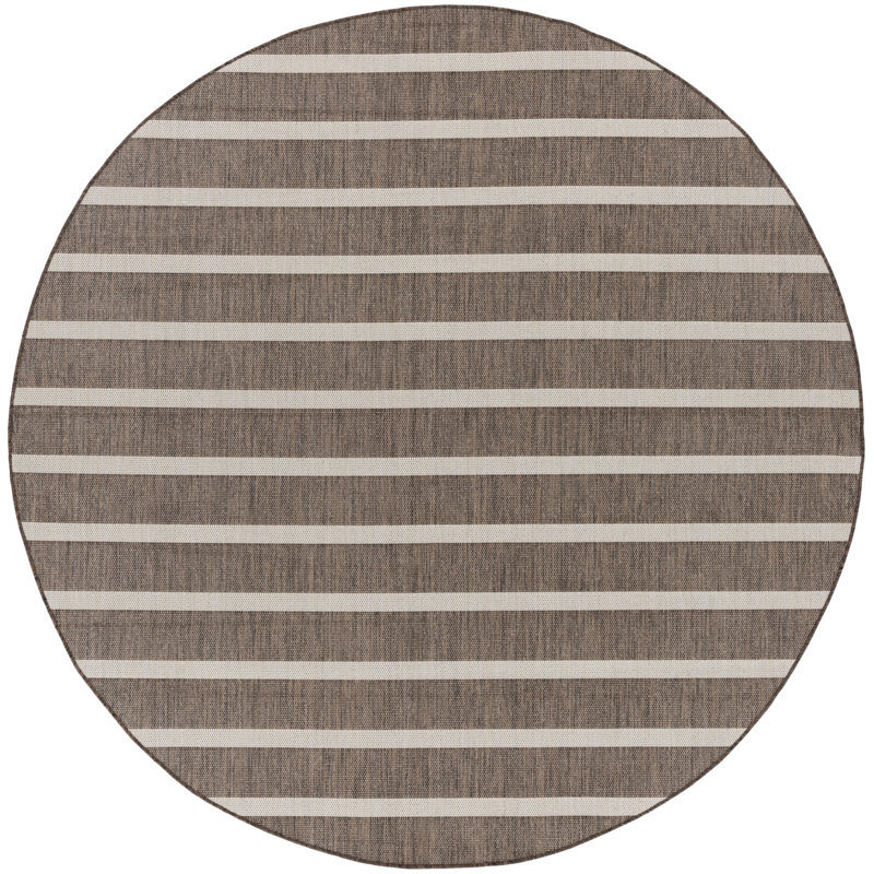Tapis intérieur / extérieur rectangulaire Shaila, Naturel/ivoire, Rond 8 pi