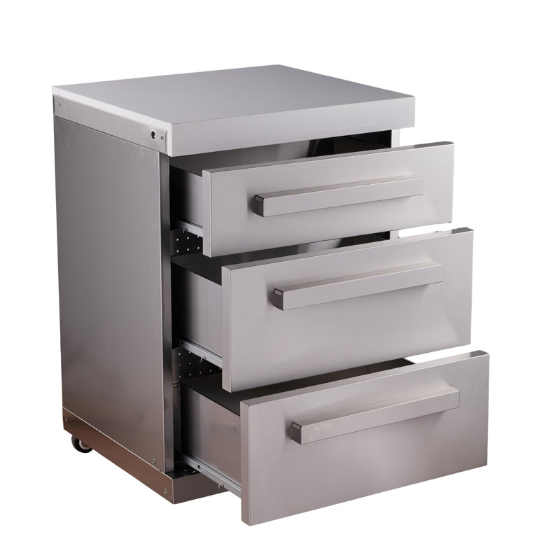 Mont Alpi Ma-dr-ss Extra Storage Soft-closing 3-drawer Slides Stainless Steel Right Cabinet Module For Deluxe & Original Series Mai805 Mai805-d & Mai400-d Modular Outdoor Kitchen Island Grills
