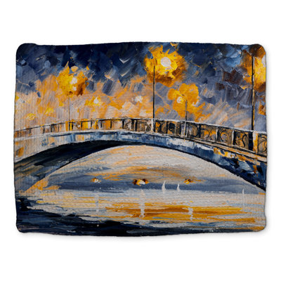 Bridge Contemporary Blue Braided Placemat - Bridge in the Moonlight