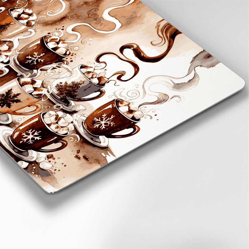 Art mural en métal beige, Christmas Hot Cocoa