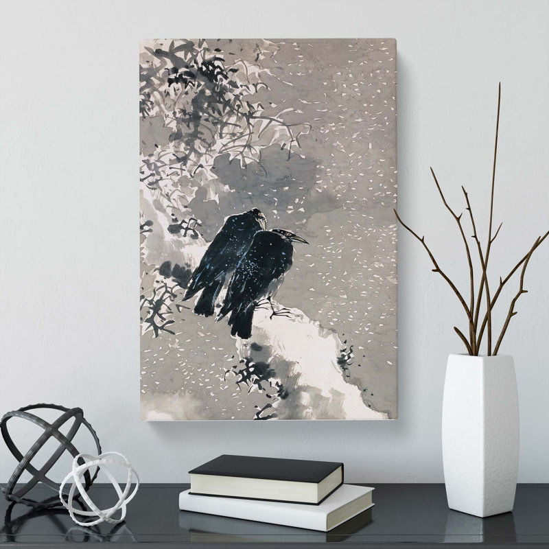 Two Crows by Yosa Buson - Wrapped Canvas Painting, 50cm H x 35cm W x 3cm D