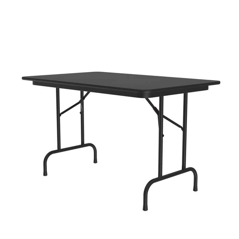 Black Granite 30" x 48" Folding Table with Steel Legs