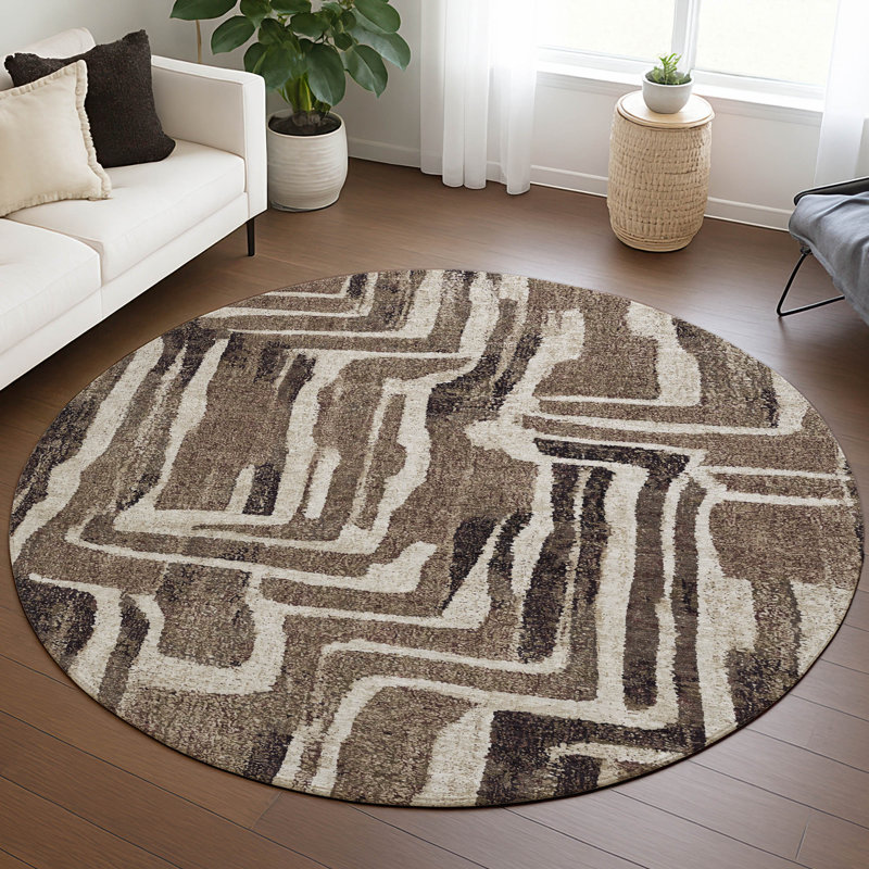 Tapis moderne intérieur / extérieur lavable à la machine ACN2902, 8' Round
