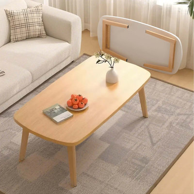 Table pliante, bureau pour ordinateur portable en bois de 31,5 po x 20 po avec pieds pliables, table basse pour s'asseoir sur le sol, bureau à lit escamotable peu encombrant pour travailler, lire, écrire (couleur bois)