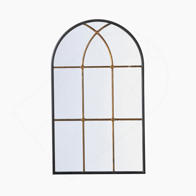 Exquisite Arched Wall Mirror With Windowpane Design, A Timeless Accent For Enhancing Home Decor Ambiance
