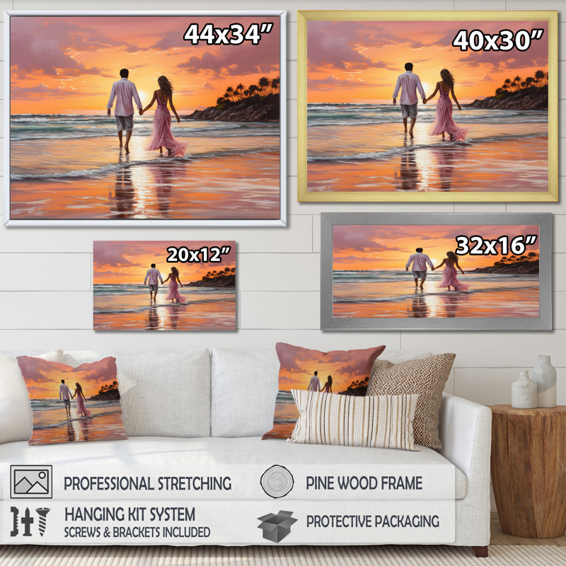 Romarin Caraibe Sunset Serenade I - reproduction d'art sur toile, H 12 po x l 20 po x P 1 po, Cadre flottant noir