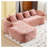 Pink Chenille L-Shaped Sectional Sofa with Foam and Spring Support, Compressed Packaging