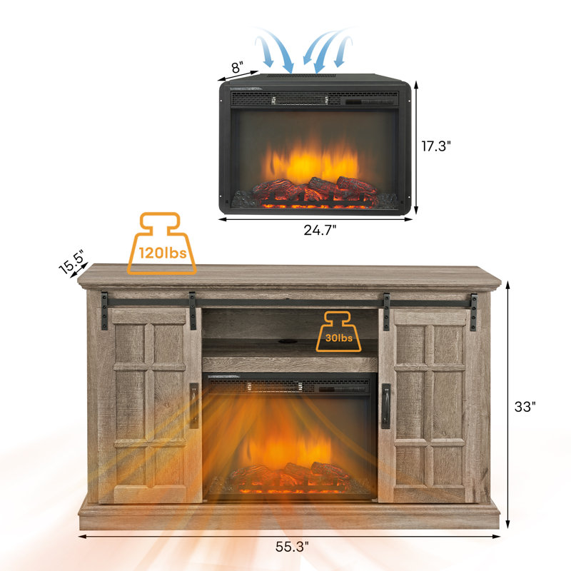 Crédence de rangement avec foyer électrique 55,25 po Zema