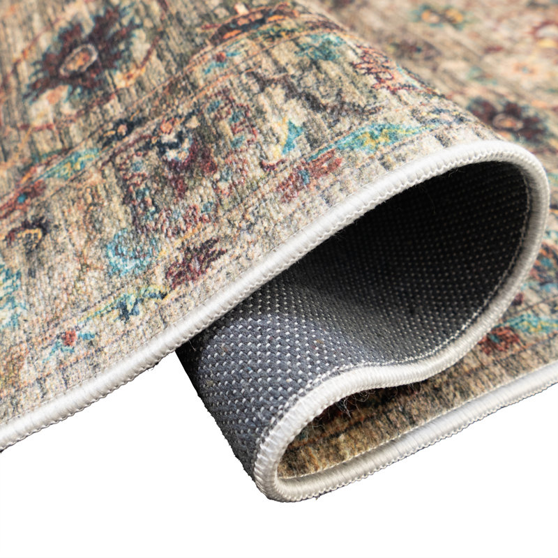 Custom Size Anti Slip Oriental Vintage Floral Runner Rug, Runner 2'1" x 50'