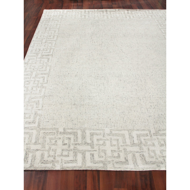 Caprice Oriental Handmade Wool Aqua Area Rug, Taupe/Ivory, Rectangle 12' x 15'