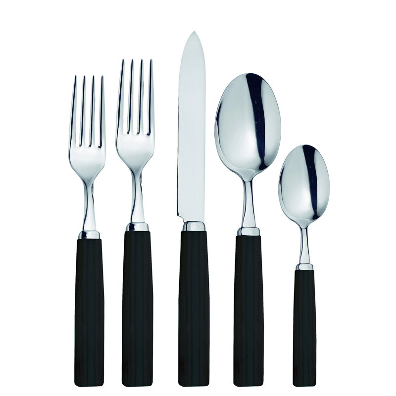 20 - Piece Stainless Steel Flatware Set - Service for 4, Black