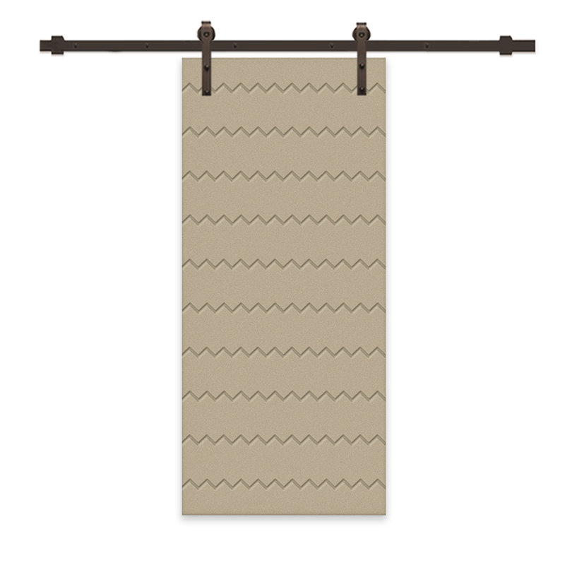 Porte de grange à panneaux et en bois manufacturé avec quincaillerie d'installation, 30 po x 96 po, Beige