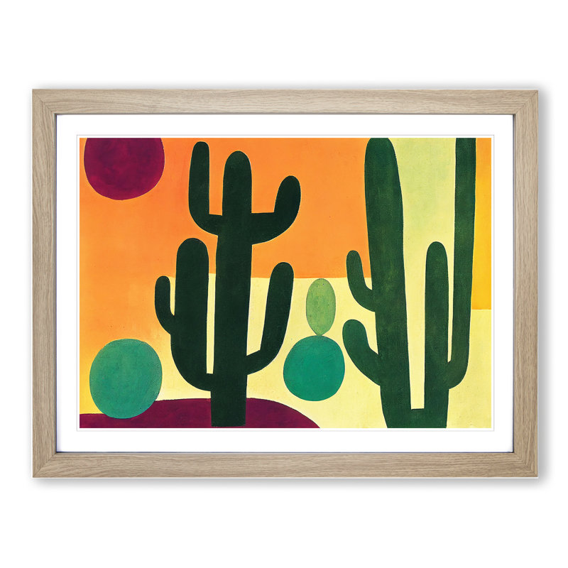 Abstract Cactus Vol.1 - Framed Print, 25cm H x 34cm W x 2cm D, Oak