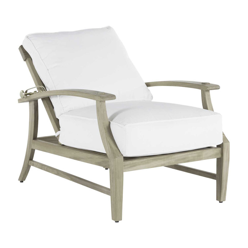 Croquet Teak Patio Chair with Cushions, Welt, Oyster Teak, Natural White