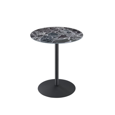 Table d'appoint Circa 17,5 po avec dessus en verre texturé marbre noir et piètement en acier