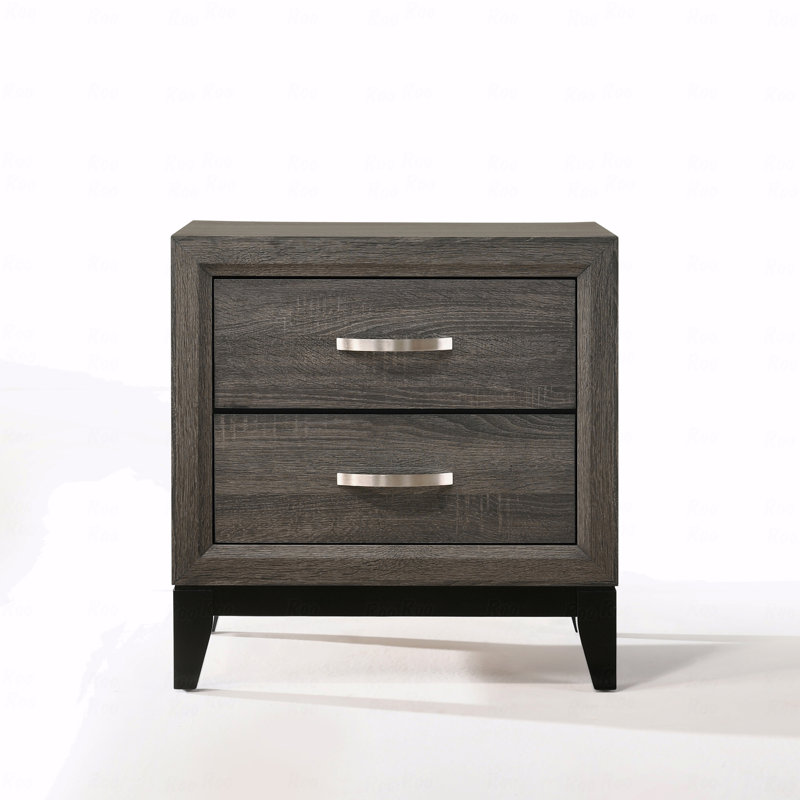 Table de chevet 2 tiroirs, Gris
