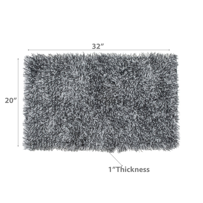 Izaias Cotton Blend Non-Slip Bath Rug, Black