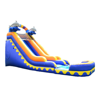 JumpOrange 18 FT Dolphin Splash Commercial Grade Water Slide with Pool (with Blower)