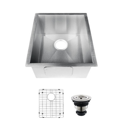 Undermount Stainless Steel Kitchen Sink 90 Degree Zero Radius with Bottom Grid and Strainer