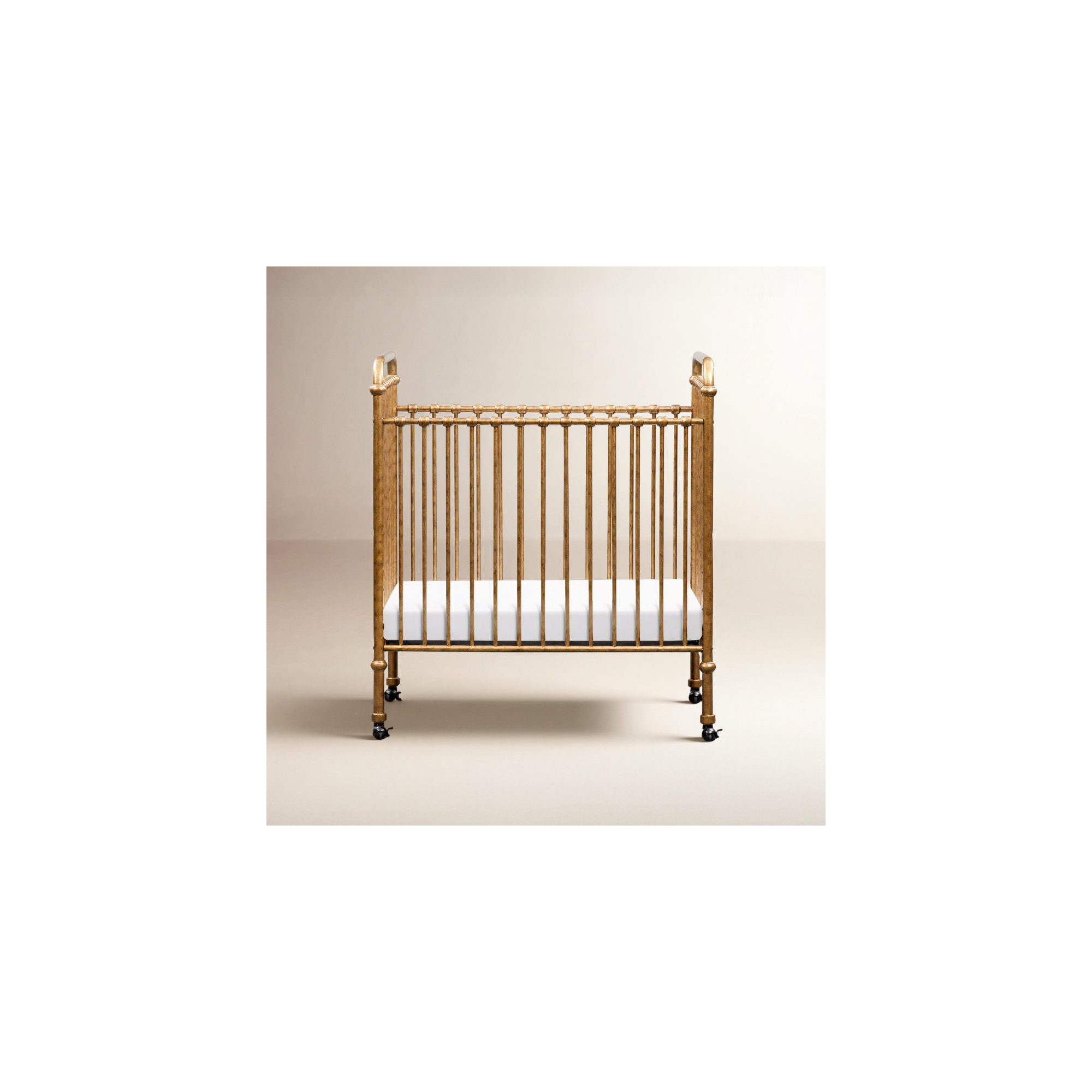 Abigail 3-In-1 Convertible Mini Crib, Vintage Gold