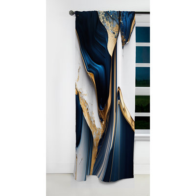 Abstract Geode Waves Gold I - Abstract Curtain - Blackout Abstract Curtain - 1 Panels