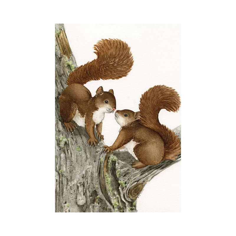 Two Squirrels by Tracy Lizotte - Wrapped Canvas Painting, 20.32 cm H x 30.48 cm W