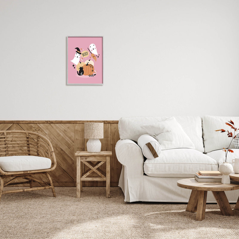 Pink Boo - fantômes d'Halloween - 231, H 20 po x l 16 po x P 1,5 po, Estampe numérique Farmhouse
