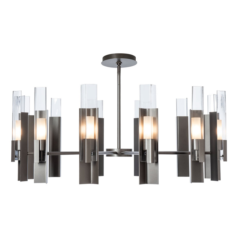 Summit 12 - Light Dimmable Ring Chandelier, Clear Glass, Dark Smoke