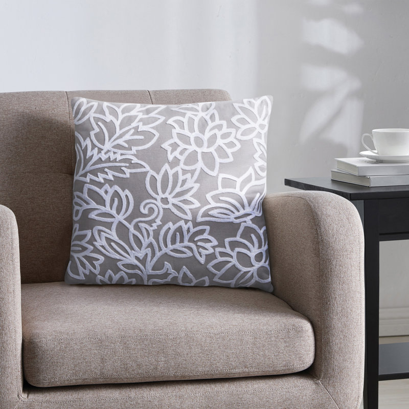 Chainstitch 18" x 18" Floral Decorative Pillow