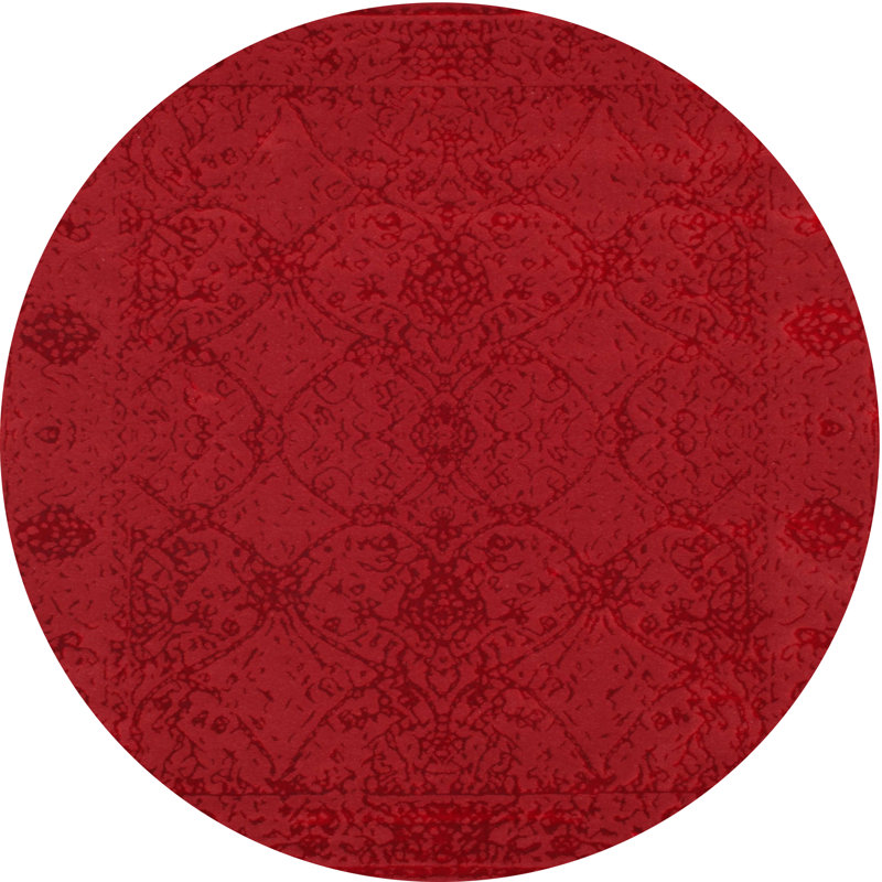 Tapis de zone rouge contemporaine, Rond 8 pi