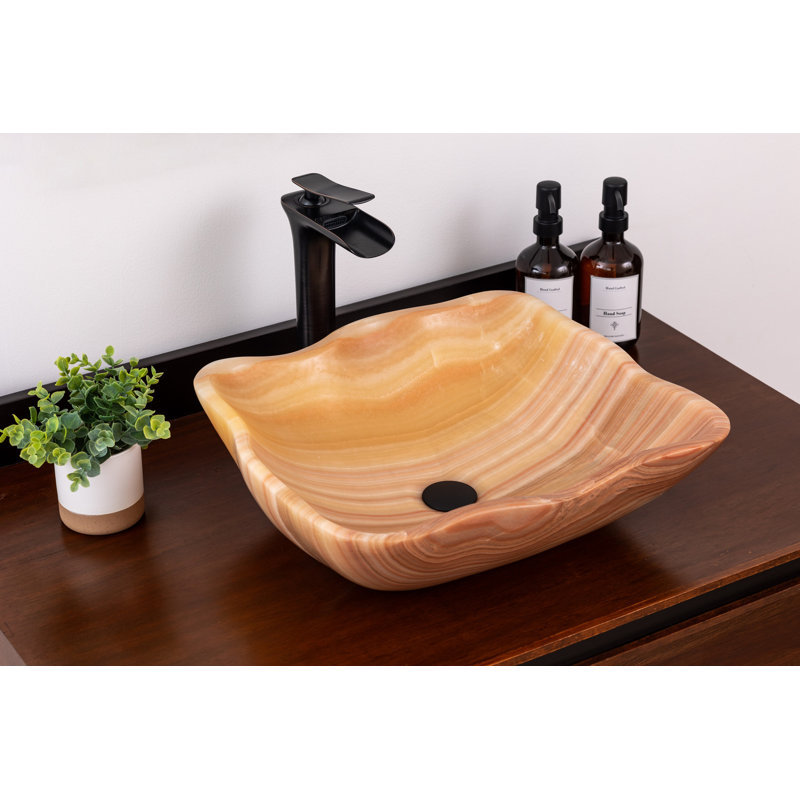 Natural Stone Vessel Bathroom Sink Petal Honey Onyx