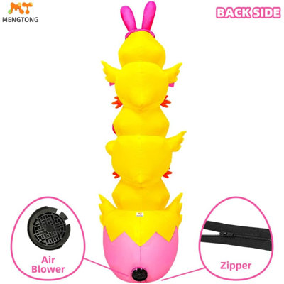 Décoration gonflable de Pâques pour trois poussins, lumières DEL intégrées, décoration de jardin gonflable pour fête de jardin sur la pelouse
