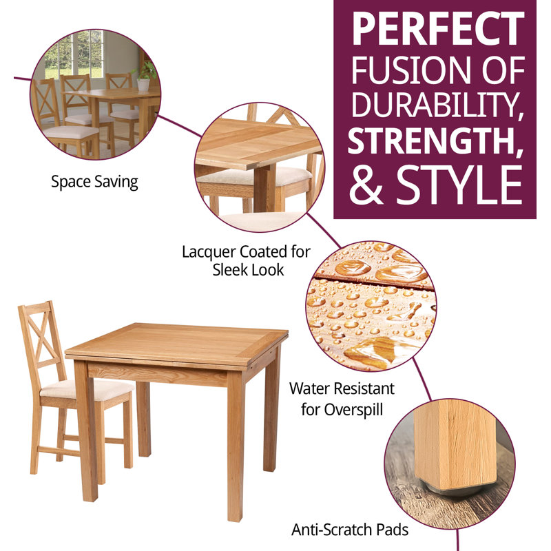 6 -Person Extendable Oak Solid Wood Dining Set