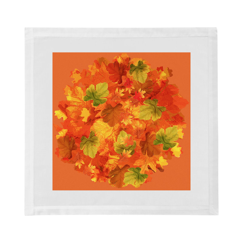 Fallen Leaves Cotton Sateen Dinner Napkins, Orange