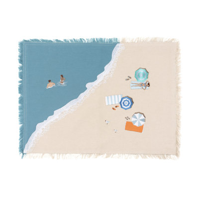 Beach Scene Blue And Natural Placemats Set of 4