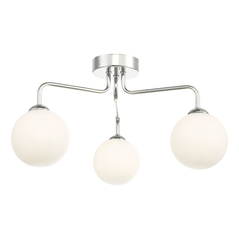 FEYA 3LT SEMI FLUSH GLS, Polished Chrome/Beige