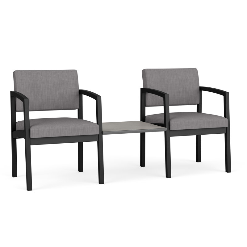 Structure en tandem 2 places avec table centrale Lenox, Noir, Sarum Twill, Plot Line Steel