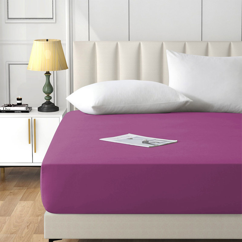 Brushed Microfiber 40cm Deep Fitted Bed Sheet, Purple, Super King (6')