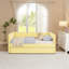Lit de jour avec couchette Myron Cottage Wave, tissu en lin et port USB-126157705