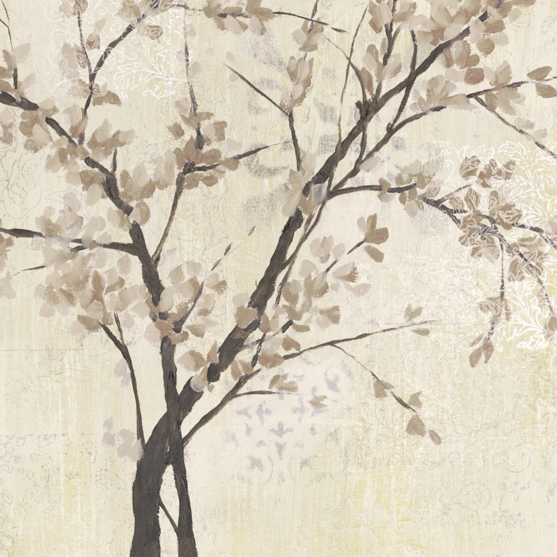 Neutral Blossoms On Cream II by Jennifer Goldberger - Wrapped Canvas Painting, 122cm H x 122cm W