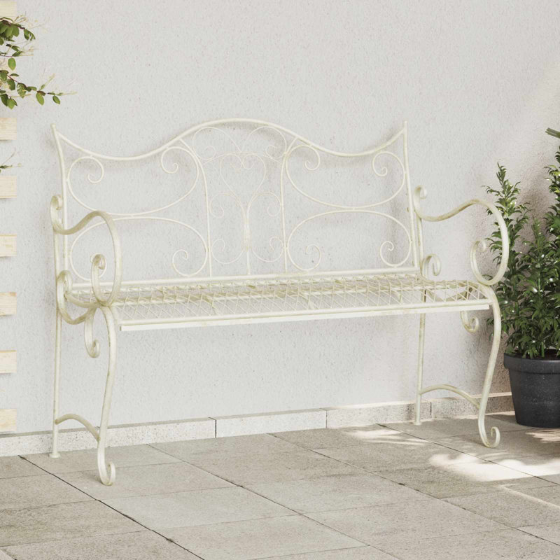 Outdoor Bench, 90cm H x 114cm W x 56.5cm D, Antique White