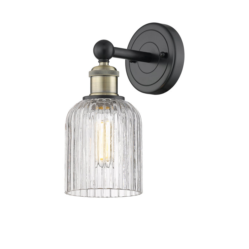 Northgate Steel Armed Sconce, Black Antique Brass, Clear