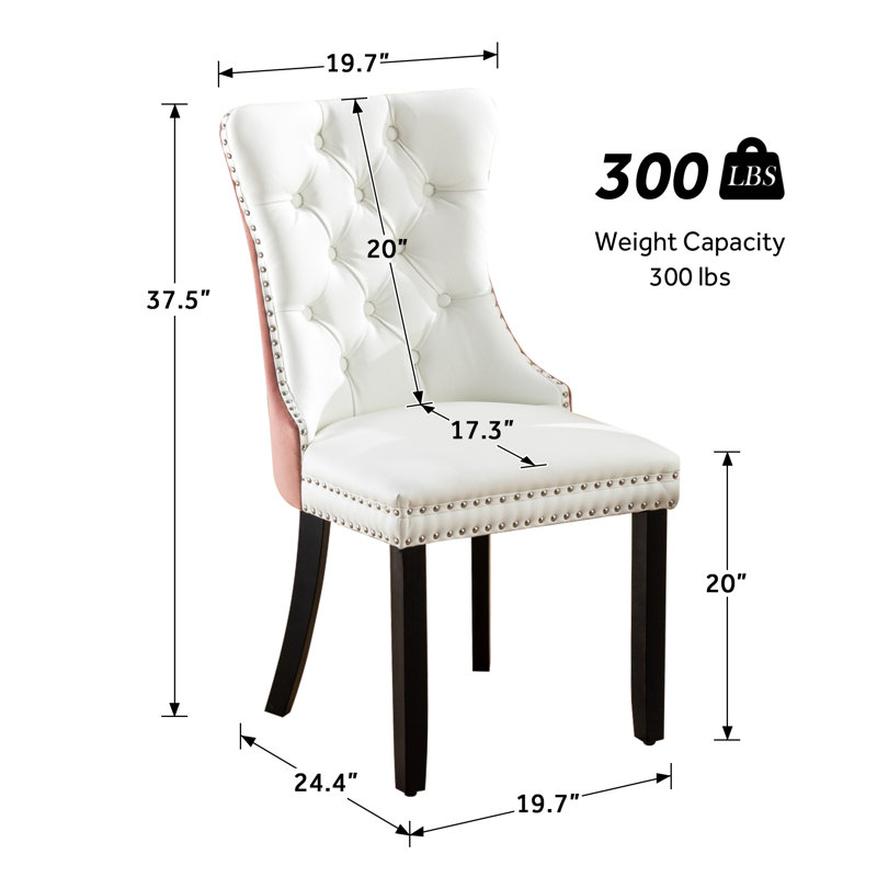 Chaises de salle à manger capitonnées Kilee, Blanc / brun