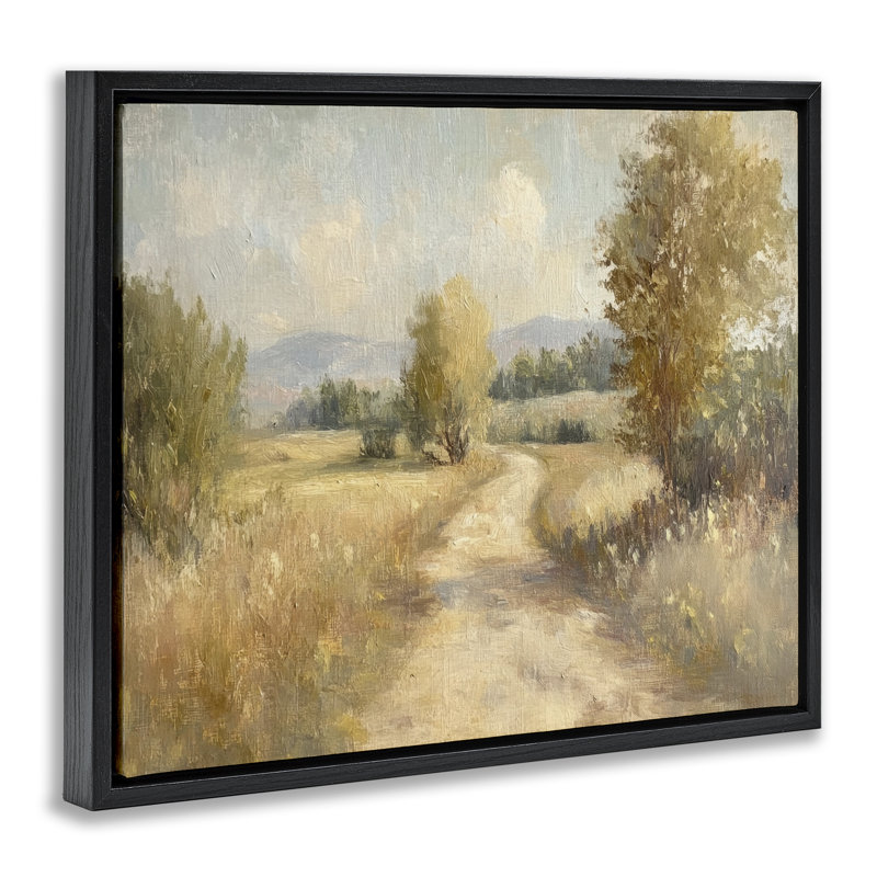 Cadre flottant Gravel Road Landscape, par Petal Prints Design, H 25 po x l 31 po, Cadre flottant noir de jais
